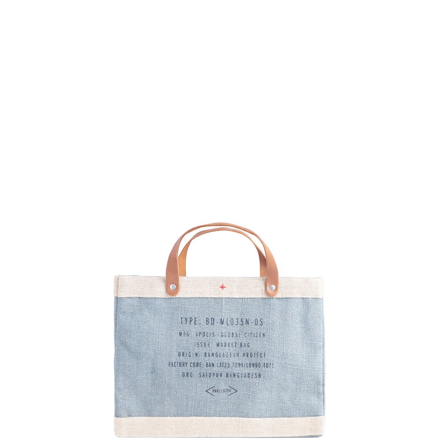 Small | WeProduce Petite Market Bag In Cool Gray With Black Monogram