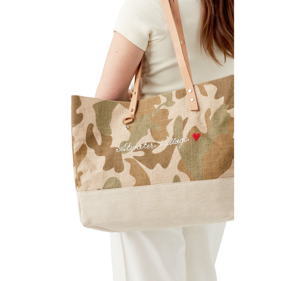 Medium | James Cardenas Shoulder Market Bag In Safari With Embroidery