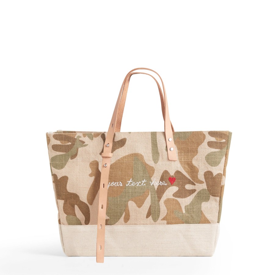 Medium | James Cardenas Shoulder Market Bag In Safari With Embroidery