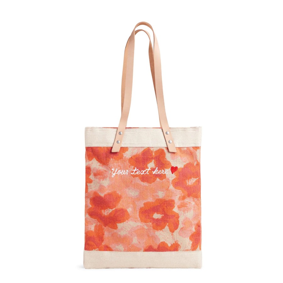 Medium | James Cardenas Market Tote In Bloom By Liesel Plambeck With Embroidery