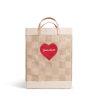 Large | James Cardenas Market Bag In Checker With Embroidered Heart