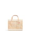 Small | James Cardenas Petite Market Bag In Natural With Embroidery