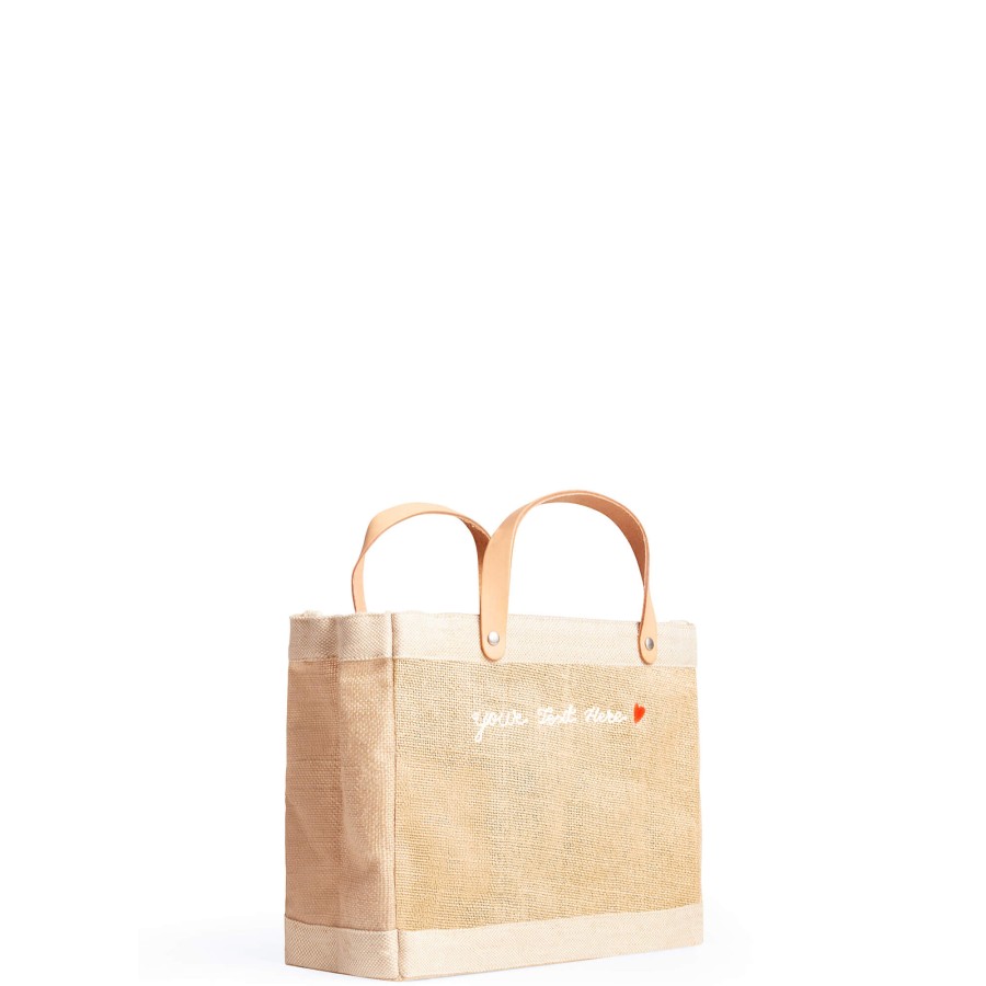 Small | James Cardenas Petite Market Bag In Natural With Embroidery