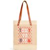 Medium | WeProduce Market Tote In Natural For Clare V. "Tout Va Bien" With Heart Embroidery