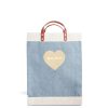 Large | James Cardenas Market Bag In Cool Gray With Embroidered Heart