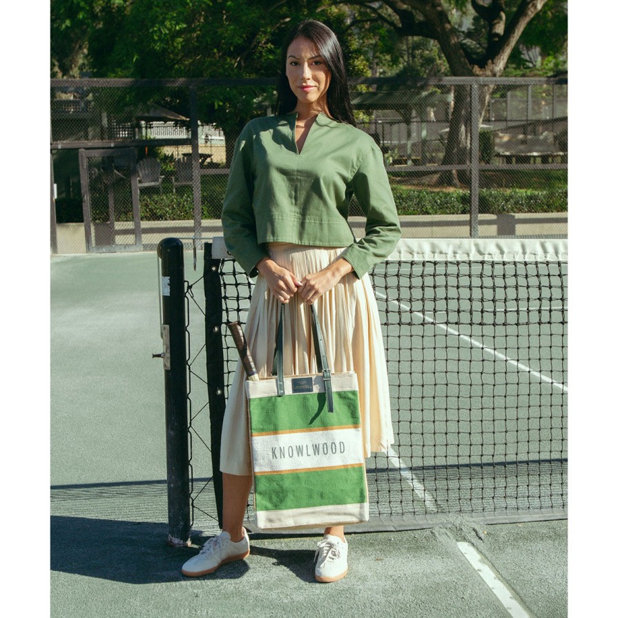 Large | WeProduce Market Bag In Court Green Chenille With Adjustable Handle