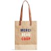 Large | WeProduce Wine Tote In Natural For Clare V. "Merci Beau Coup"