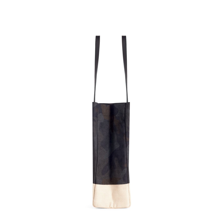 Medium | James Cardenas Wine Tote In Shadow Safari With Embroidered Heart