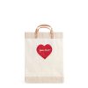 Large | James Cardenas Market Bag In White With Embroidered Red Heart