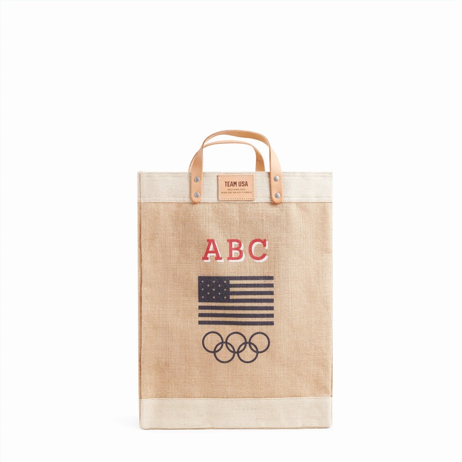 Large | WeProduce Market Bag In Natural For Team Usa "Red And White"