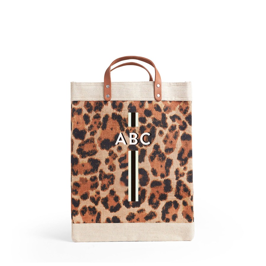 Large | WeProduce Market Bag In Cheetah Print With Monogram