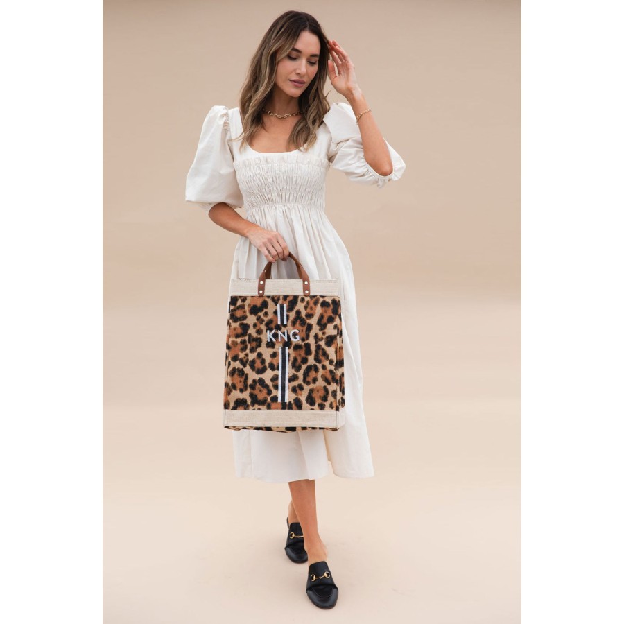 Large | WeProduce Market Bag In Cheetah Print With Monogram