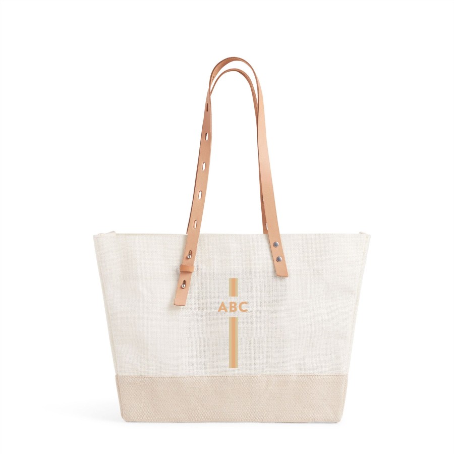 Medium | WeProduce Shoulder Market Bag In White With Monogram