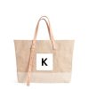 Medium | WeProduce Shoulder Market Bag In Natural "Alphabet Collection" With Ivory Leather