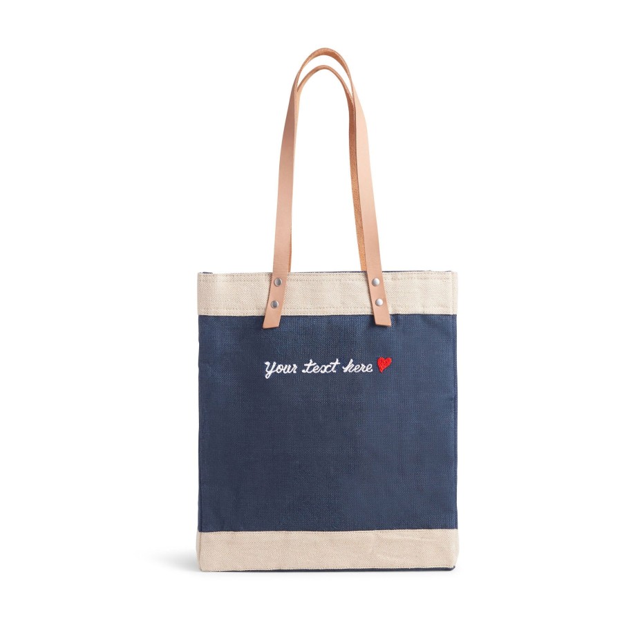 Medium | James Cardenas Market Tote In Navy With Embroidery