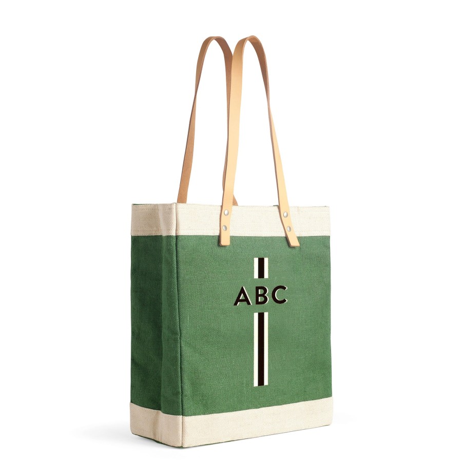 Medium | WeProduce Market Tote In Field Green With Black Monogram