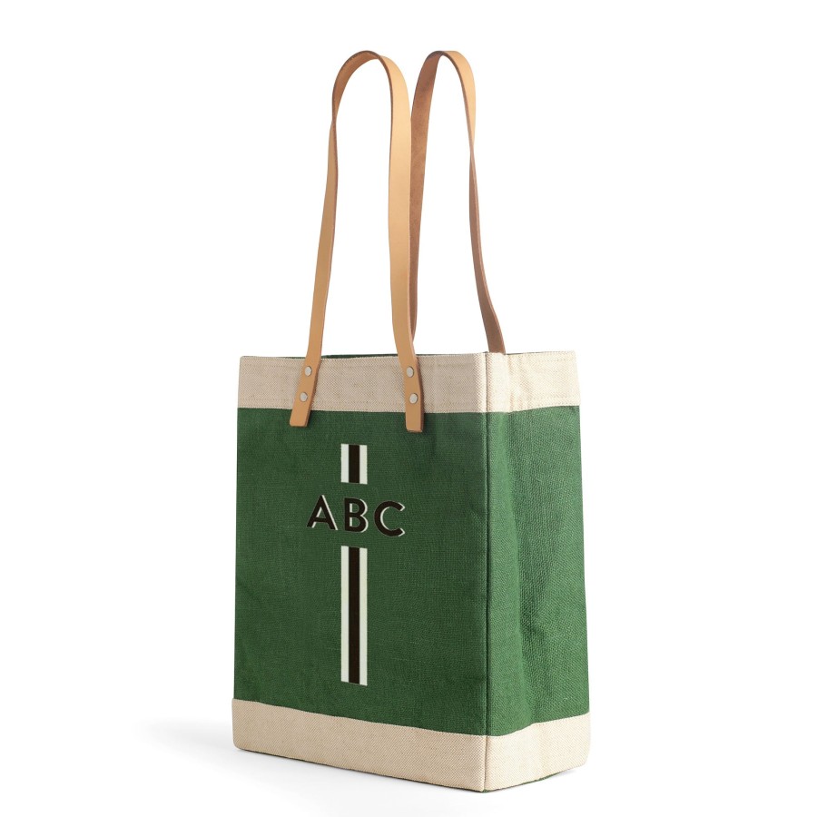 Medium | WeProduce Market Tote In Field Green With Black Monogram