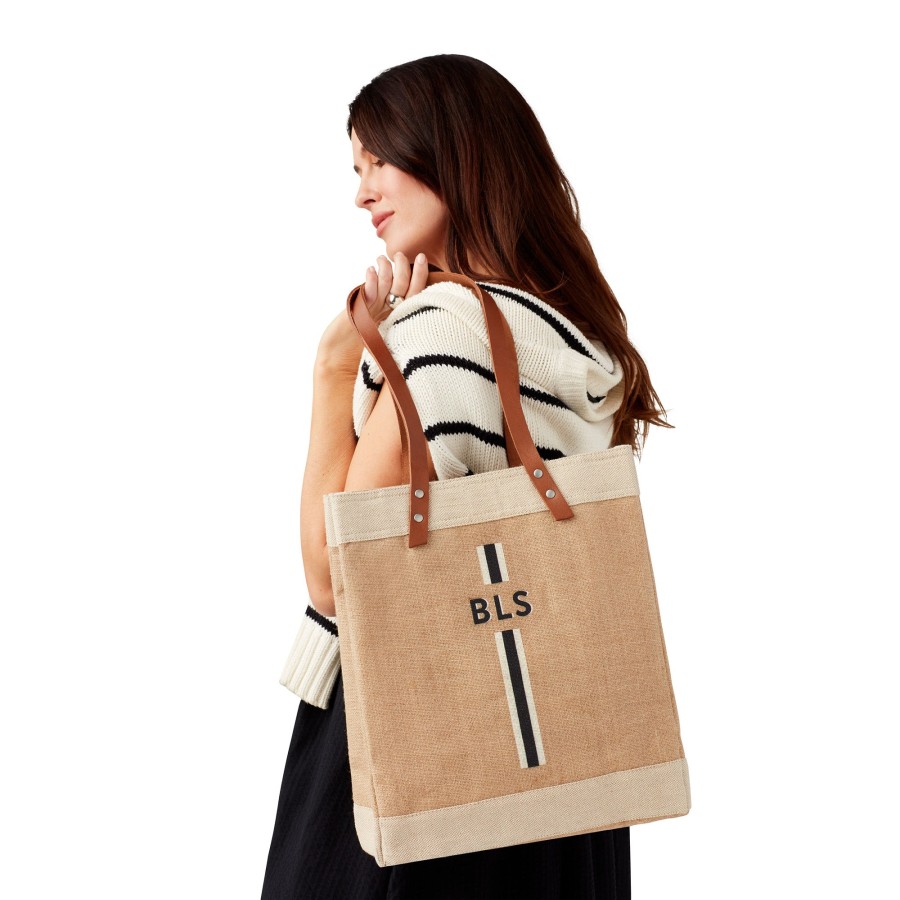 Medium | WeProduce Market Tote In Natural With Black Monogram