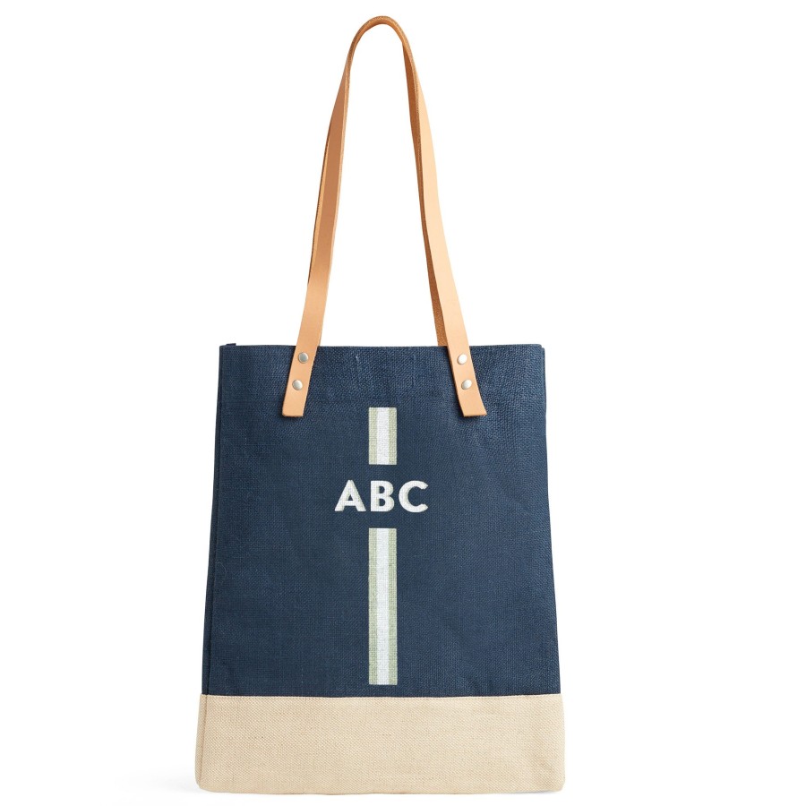 Medium | WeProduce Wine Tote In Navy With Monogram