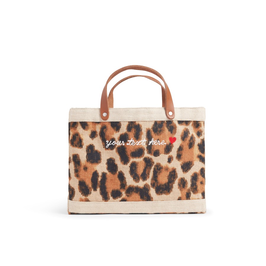 Small | James Cardenas Petite Market Bag In Cheetah With Embroidery