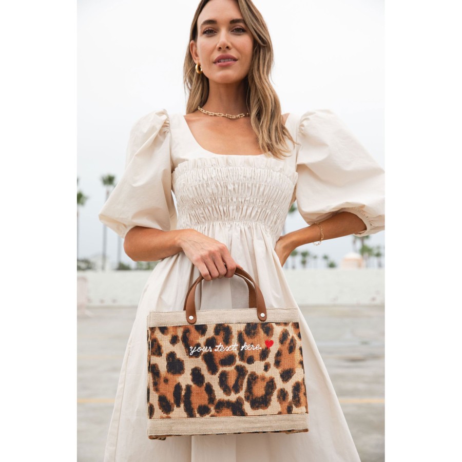 Small | James Cardenas Petite Market Bag In Cheetah With Embroidery