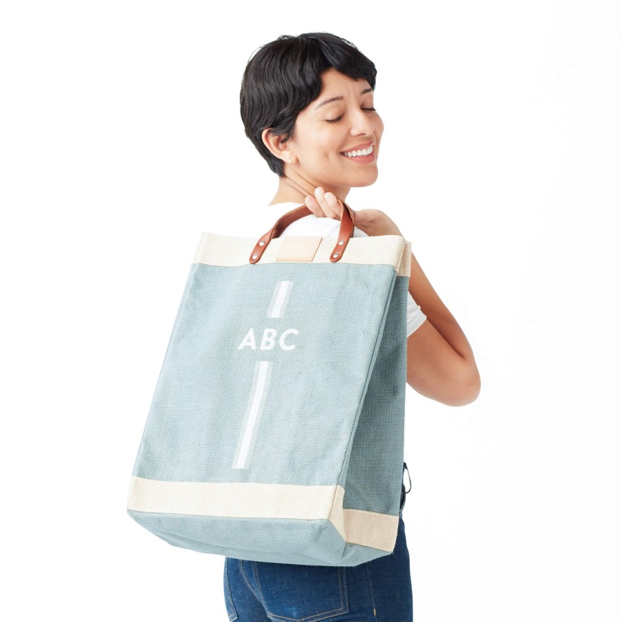 Large | WeProduce Market Bag In Cool Gray With White Monogram