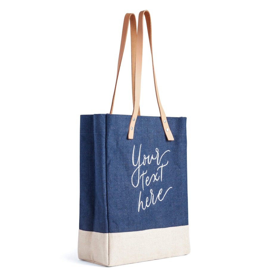 Medium | Kylie Yoshida Wine Tote In Navy With Calligraphy