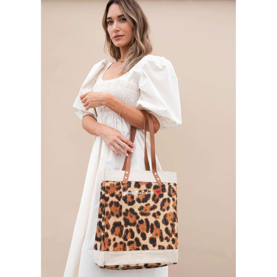 Medium | James Cardenas Market Tote In Cheetah With Embroidery