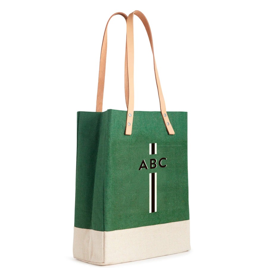 Medium | WeProduce Wine Tote In Field Green With Black Monogram