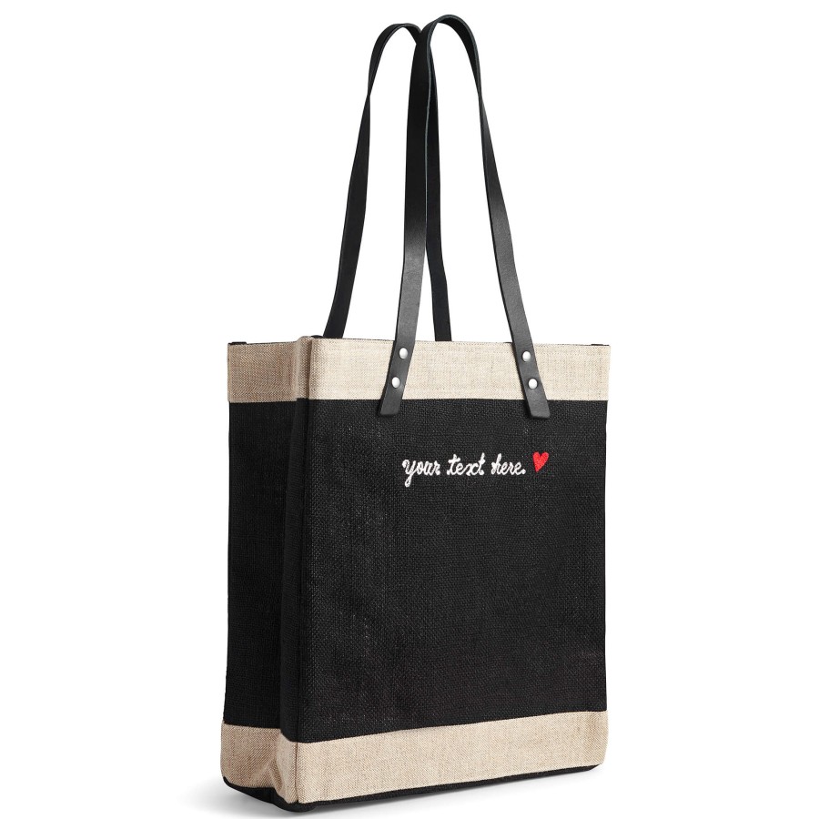 Medium | James Cardenas Market Tote In Black With Embroidery