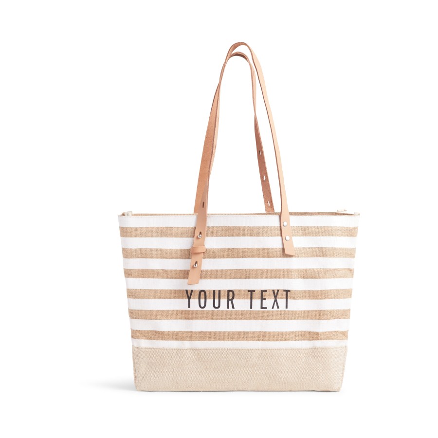 Medium | WeProduce Shoulder Market Bag In White Stripe