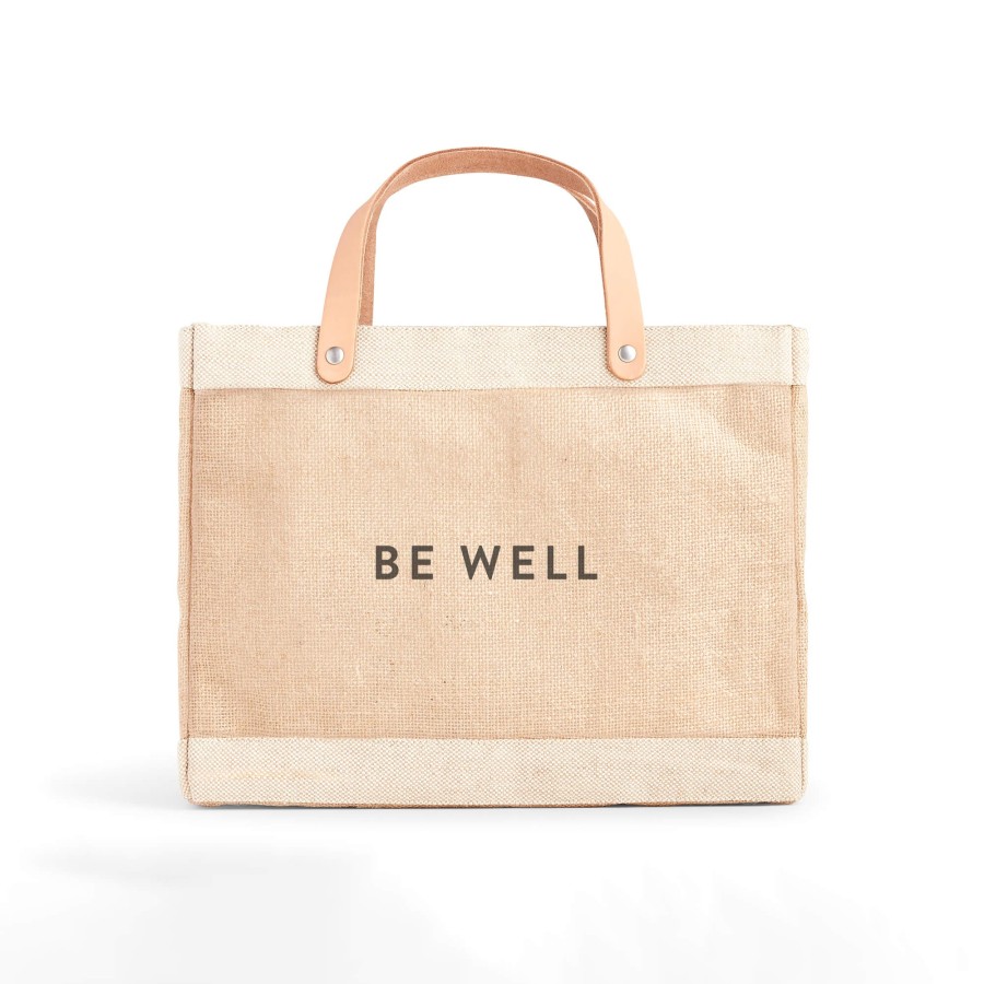 Small | WeProduce Petite Market Bag In Natural With "Be Well"