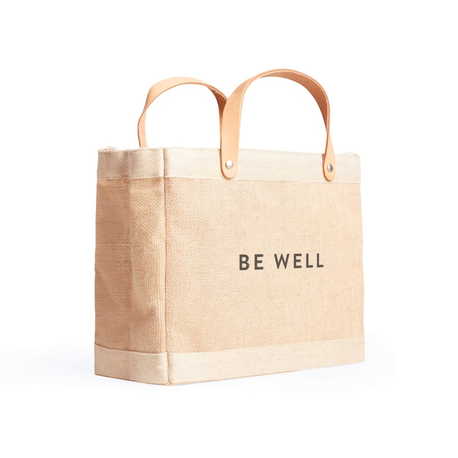 Small | WeProduce Petite Market Bag In Natural With "Be Well"