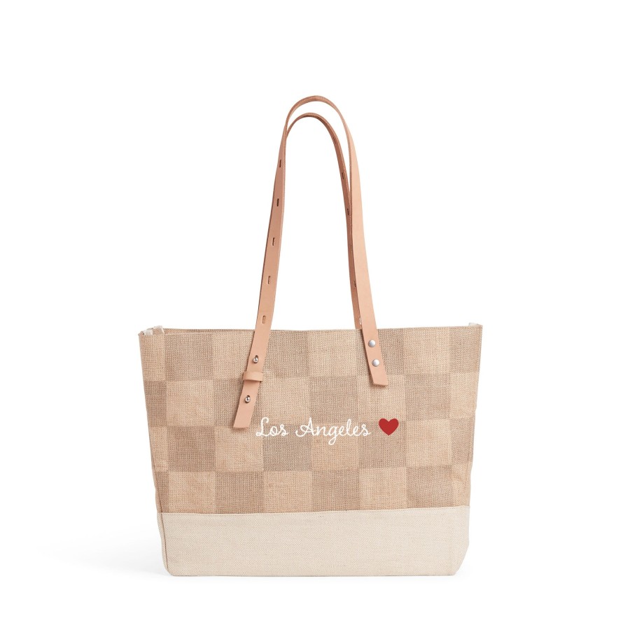 Medium | James Cardenas Shoulder Market Bag In Checker With Embroidery