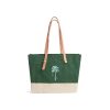 Medium | WeProduce Shoulder Market Bag In Field Green Palm Tree By Amy Logsdon