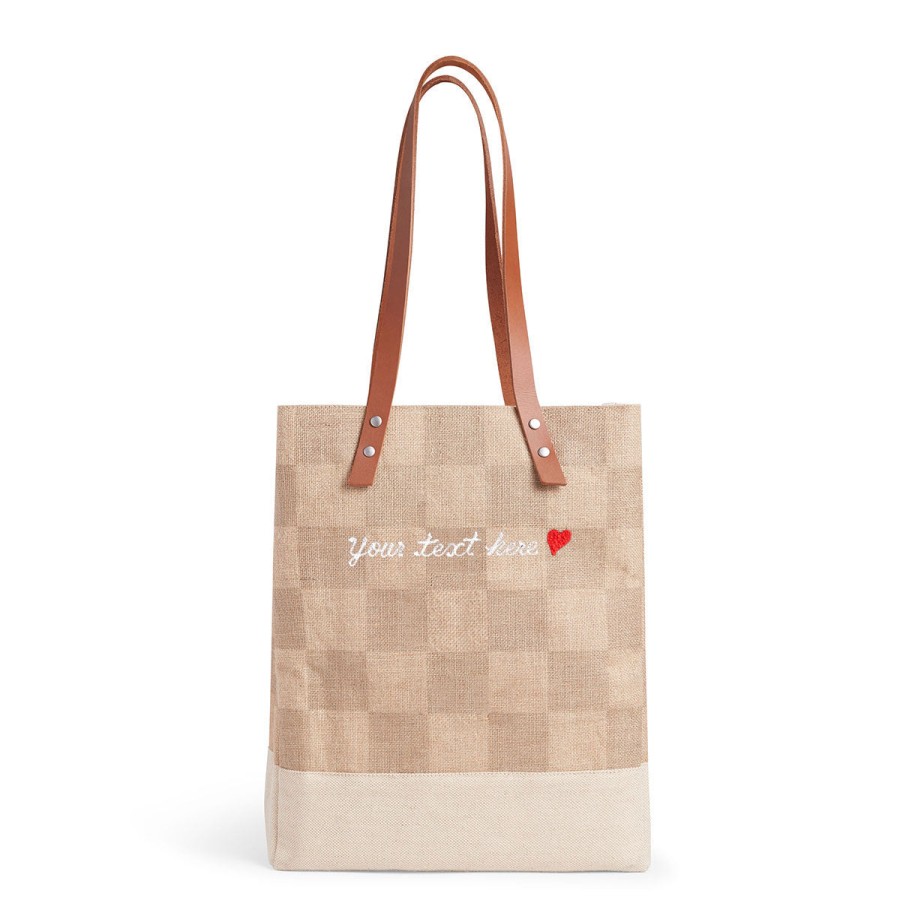 Medium | James Cardenas Wine Tote In Checker With Embroidery