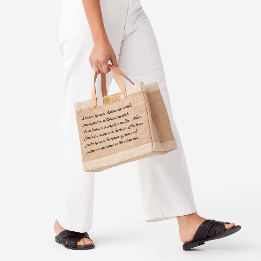 Small | WeProduce Petite Market Bag In Natural With Love Note