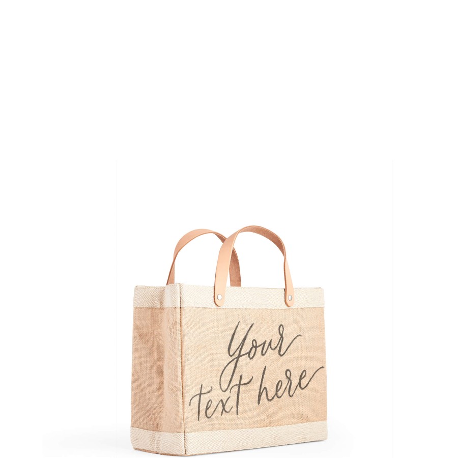 Small | Kylie Yoshida Petite Market Bag In Natural With Calligraphy