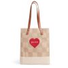 Medium | James Cardenas Wine Tote In Checker With Embroidered Heart