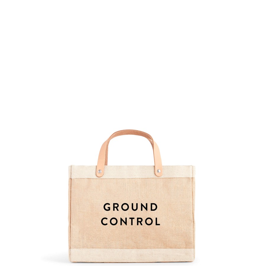 Small | WeProduce Petite Market Bag In Natural With "Ground Control"