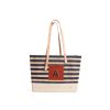 Medium | WeProduce Shoulder Market Bag In Navy Stripe "Alphabet Collection"