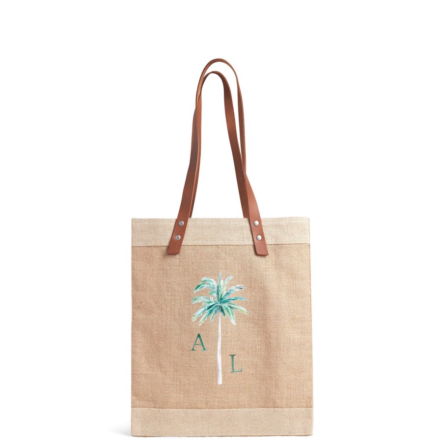 Medium | WeProduce Market Tote In Natural Palm Tree By Amy Logsdon