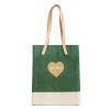 Medium | James Cardenas Wine Tote In Field Green With Embroidered Heart