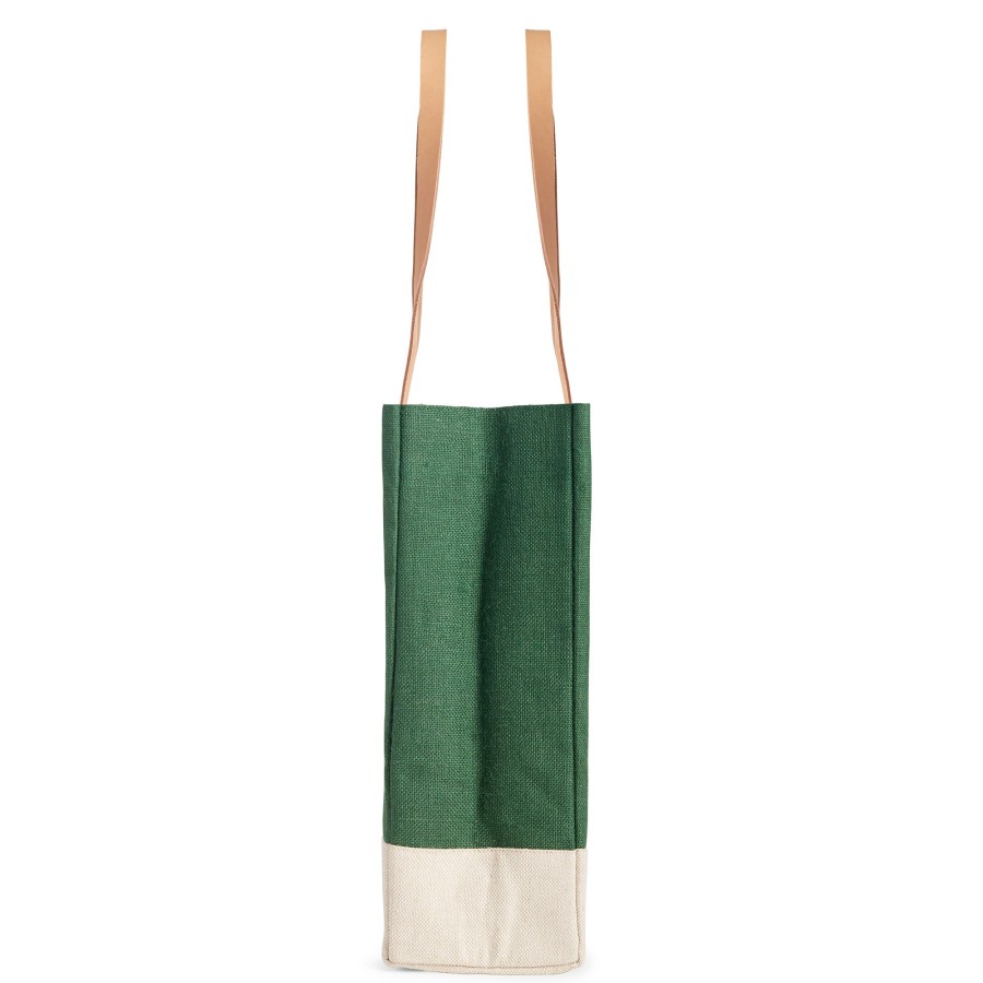 Medium | James Cardenas Wine Tote In Field Green With Embroidered Heart