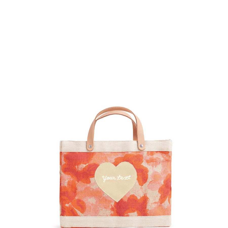 Small | James Cardenas Petite Market Bag In Bloom By Liesel Plambeck With Natural Embroidered Heart