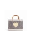 Small | James Cardenas Petite Market Bag In Chambray Embroidered Heart