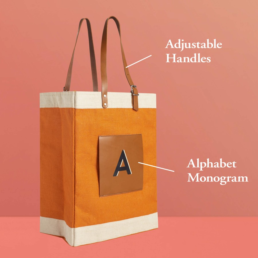 Large | WeProduce Market Bag In Citrus With Adjustable Handle "Alphabet Collection"