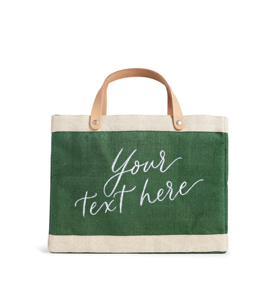 Small | Kylie Yoshida Petite Market Bag In Field Green With Calligraphy