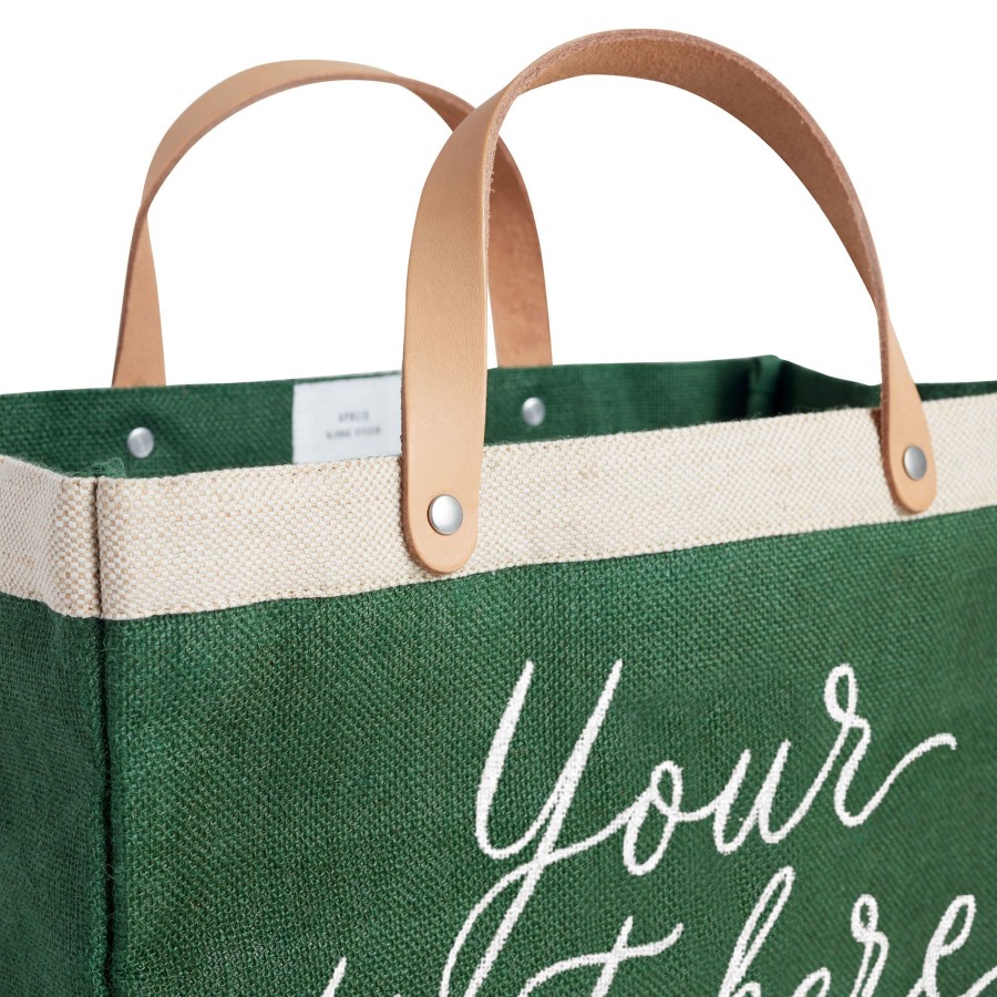 Small | Kylie Yoshida Petite Market Bag In Field Green With Calligraphy