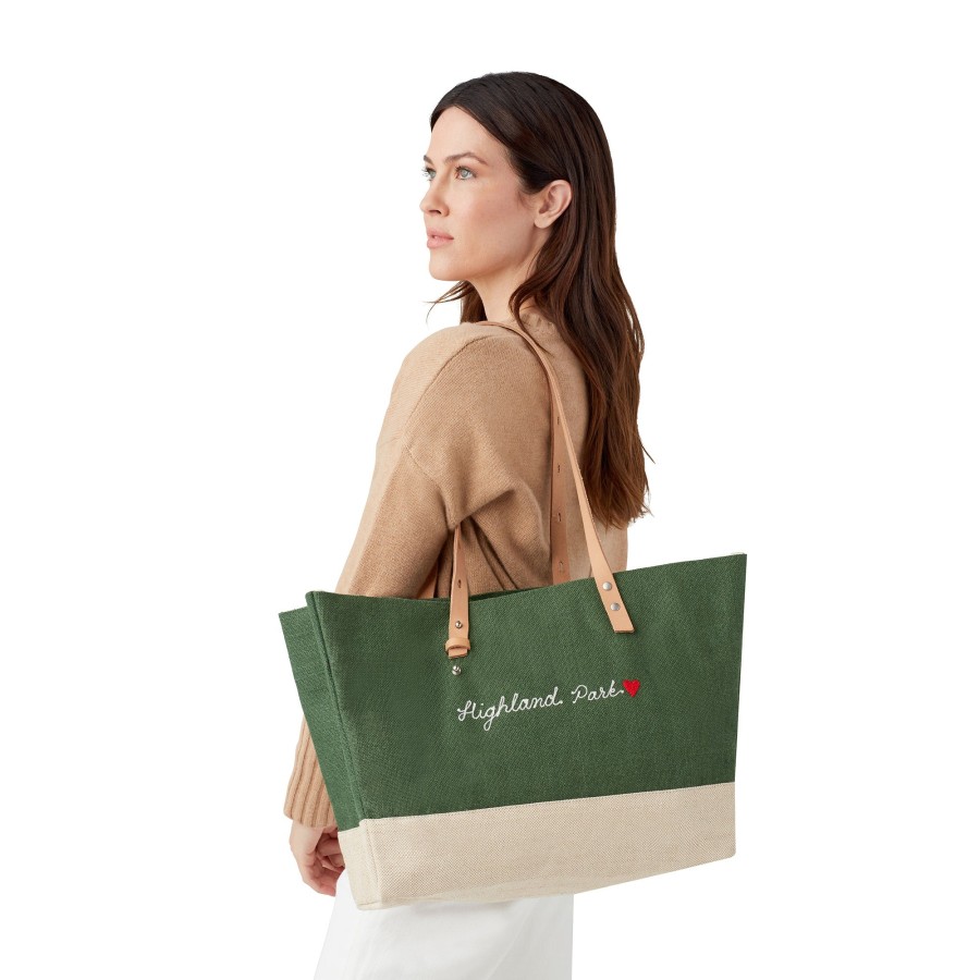 Medium | James Cardenas Shoulder Market Bag In Field Green With Embroidery